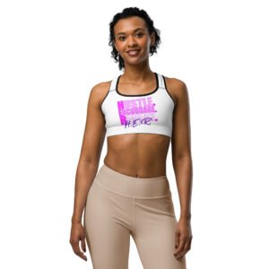 Hustle. Encourage. Repeat. Sports bra