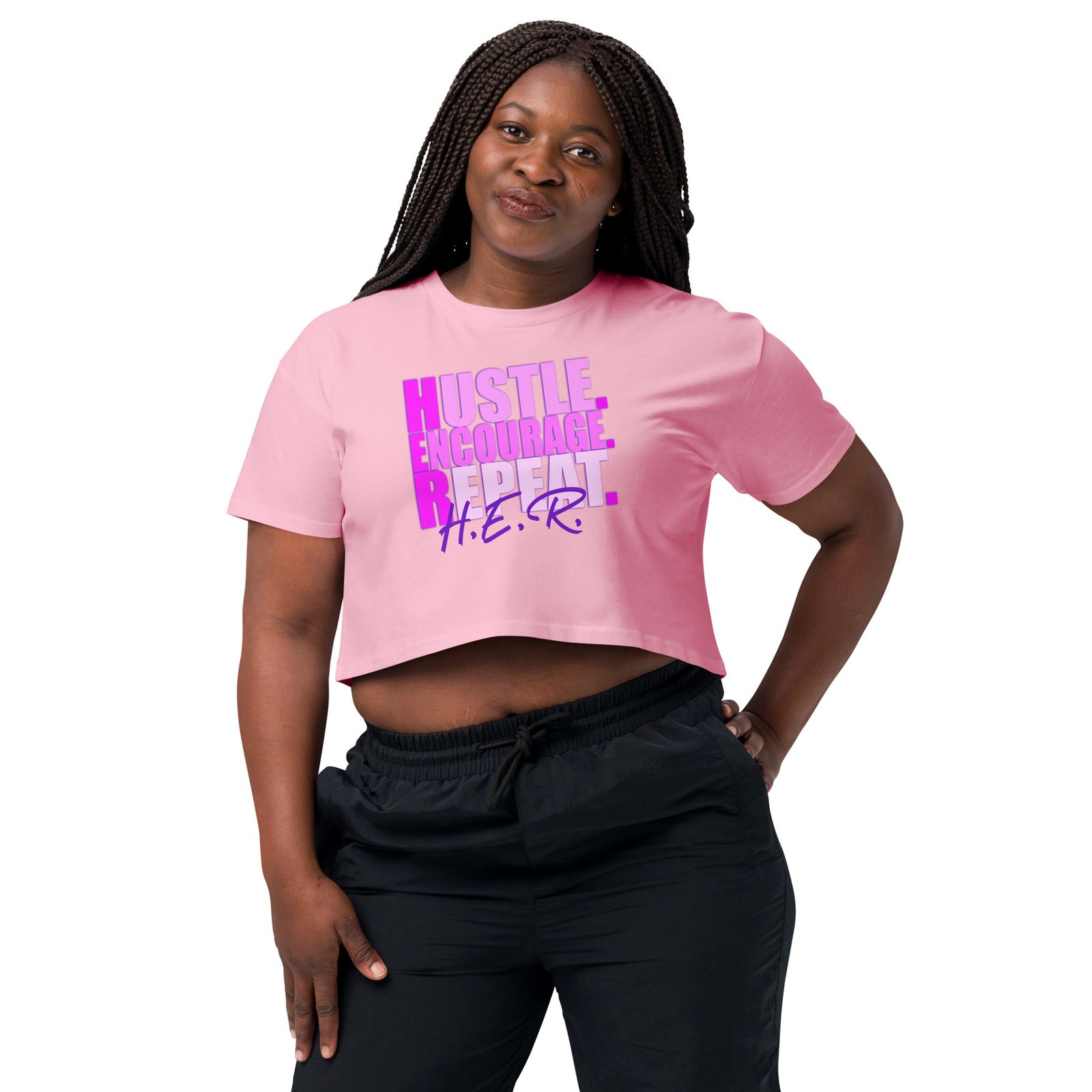 Hustle. Encourage. Repeat. Women’s crop top
