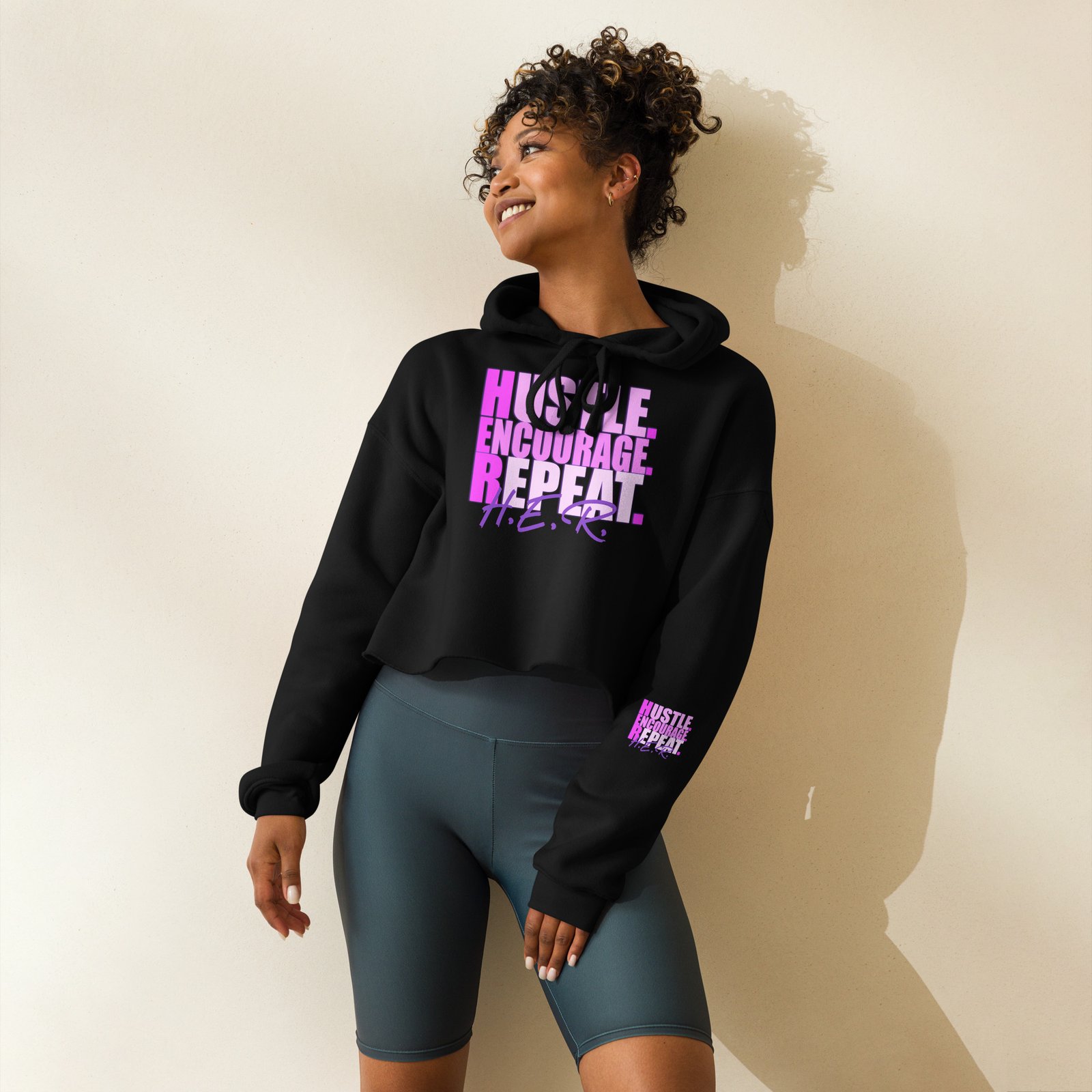 Hustle. Encourage. Repeat. Crop Hoodie - Image 5